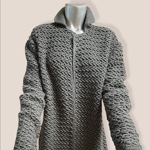 Dark Grey Crochet Cardigan M